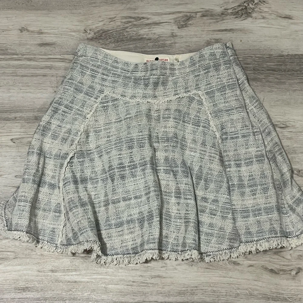 Rebecca Taylor Small Tweed Skirt Blue Cream - Picture 1 of 5